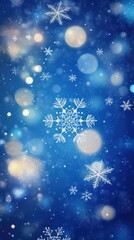 Poster - A blue background with white snowflakes and bokeh lights astronomy outdoors nature.