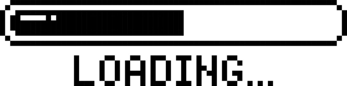 retro game 8bit pixel art loading process progress counter bar computer battery download, flat png transparent element design