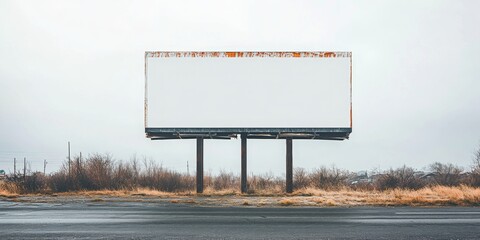 Large blank advertisement sign, white background, black border, central empty space for text, ideal for promotional messaging