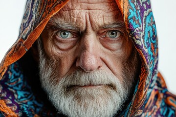 Poster - A person with a beard and colorful scarf, suitable for artistic or cultural use.
