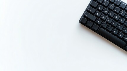 A black keyboard on a white background.