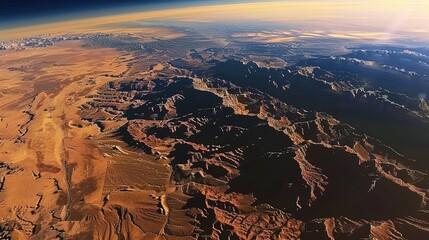 Planet seen in the distance with rocks in the foreground. Suitable for space and landscape concepts