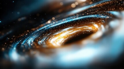 Wall Mural - This image captures a swirling galaxy with vibrant stars and cosmic dust swirling in a mesmerizing, abstract formation within the depths of space.
