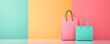 © enterdigital - Colorful shopping bags against vibrant background, ideal for retail, fashion, or online store imagery.