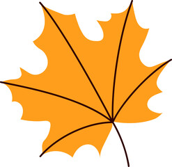 Wall Mural - autumn leaf isolated design element, yellow decorative maple leaf illustration