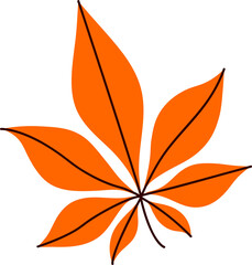 Wall Mural - autumn leaf isolated design element, orange decorative chestnut leaf illustration
