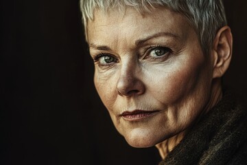 Aufkleber - A close-up view of a person wearing a scarf.