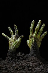 Poster - Close-up of human hands digging in earthy soil, focused on tactile detail.