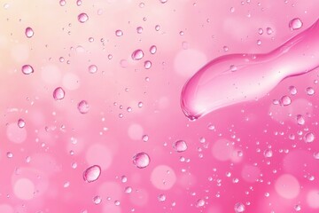 Poster - Close-up of water droplets on a pink background.