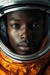 Poster - A close-up view of an astronaut's face, wearing a space suit, ready for an adventure.