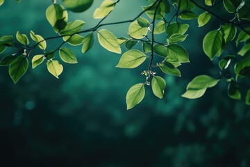 Poster - A close-up shot of a tree branch with lush green leaves.