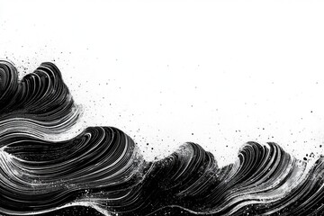 Poster - A monochrome image of a wave crashing against the shore.