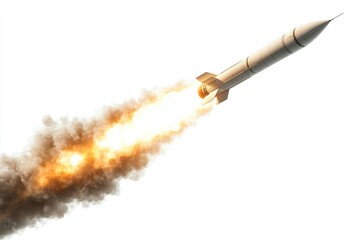 Poster - A rocket with smoke escaping from the back.