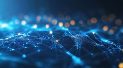 Poster - Abstract digital network with glowing connections and lights.