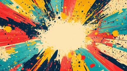 Poster - Colorful abstract explosion with vibrant splashes and dynamic strokes on a canvas.