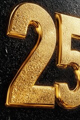 Aufkleber - A golden number twenty displayed on a black surface.