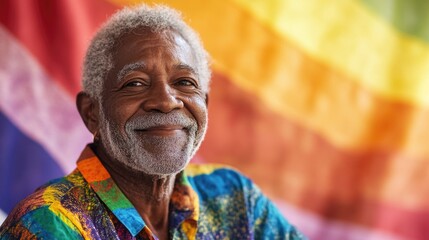 Wall Mural - Portrait of a bearded man wearing a bright and eye-catching shirt.