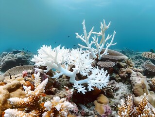 Canvas Print - Bleached Coral Reef Representing the Devastating Impact of Warming Oceans