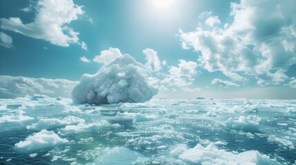 Poster - Solitary Iceberg Adrift in Melting Arctic Sea Symbolic of Climate Change