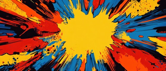 Aufkleber - Vibrant explosion of colors on a canvas creating an artistic and lively abstract background.