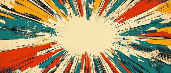 Poster - Vibrant explosion of colors radiating outward, perfect for creative backgrounds or artistic designs.