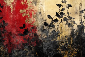 Poster - A vibrant red and black plant adorns a wall, adding a pop of color to the surrounding area.