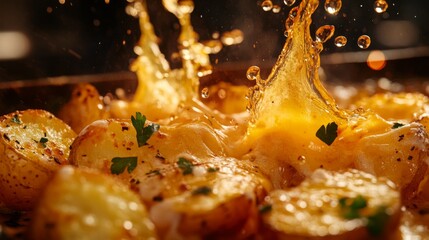 Golden Potatoes with Parsley and Melted Cheese