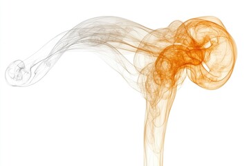 Poster - Orange smoke swirling in the air against a white background.