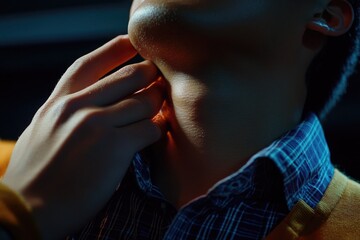 Poster - A close-up shot of a person tying his necktie.