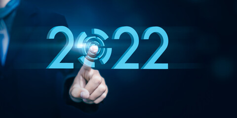 Poster - 2022 new year digital technology business man growth economy business innovation development future 