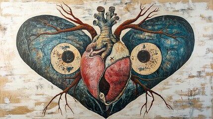 Wall Mural - Heart of the Matter: An Abstract Exploration of Life and Death