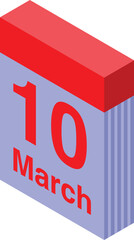 Poster - Calendar showing the date march 10 for appointment reminders, special dates, or keeping track of time