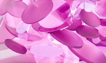 Poster - Abstract Acrylic Pink Disc Shapes Floating in Minimalist Space Design