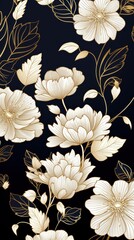 Wall Mural - Flower pattern black backgrounds chandelier.