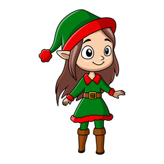 Cute christmas elf girl cartoon