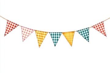 Poster - Flags on a string, various colors and patterns.