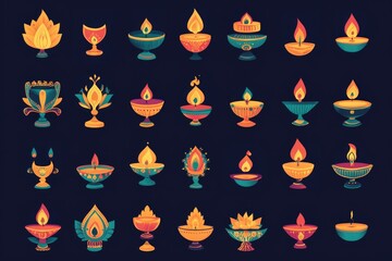 Poster - A collection of colorful candles on a dark background, suitable for use in promotional materials or decorative purposes.