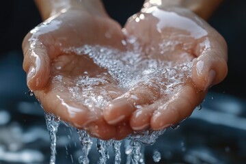 Clean water running over hands lathered with soap, highlighting hygiene, health, and cleanliness. A strong image for promoting sanitation practices