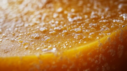 Close-up of a Yellow Surface with Water Droplets and Salt Crystals