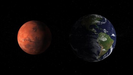 Wall Mural - earth and mars both planets side by side in deep space
