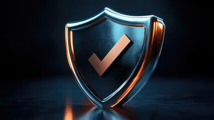 Aufkleber - A shiny shield featuring a check mark icon, suitable for various uses including business, education and personal projects.