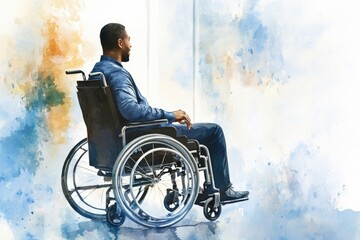 Canvas Print - A person in a wheelchair, possibly with mobility issues.