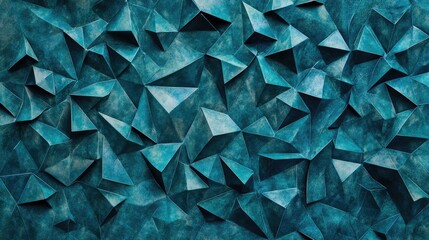 Poster - A teal backdrop featuring abstract triangular shapes in high resolution, blending sharp edges with a modern, clean look.