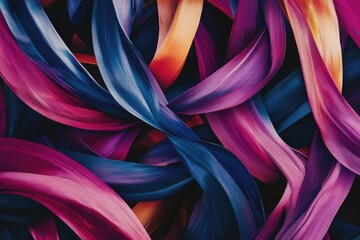 Poster - A detailed view of multiple colorful ribbons arranged together, ideal for crafting or decorative purposes.