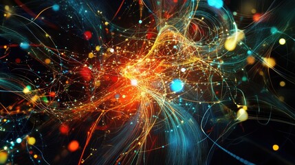Poster - Abstract digital art of wireless network signals connecting across the globe, visualizing worldwide communication.