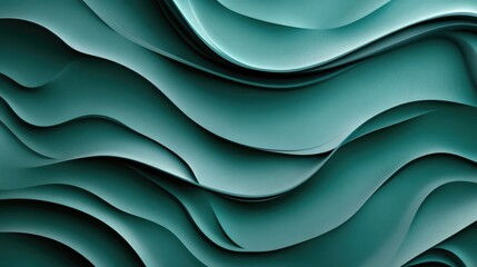 Poster - High-resolution teal background with soft abstract wave patterns, ideal for creating smooth, flowing designs.