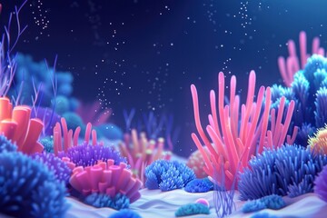 Wall Mural - cute beautiful corals underwater fantasy background aquarium nature sea.