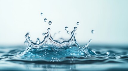 Poster - A close-up of water droplets splashing on a surface, creating ripples and showcasing the beauty of liquid dynamics.