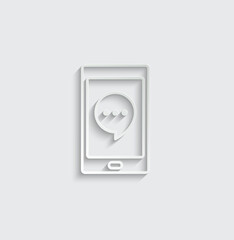 Poster - Message Icon. Mobile phone icon with chat sign, line style