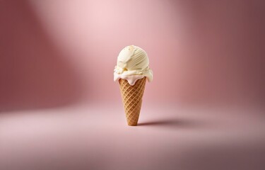 Poster - A melting ice cream cone sits on a pink background.